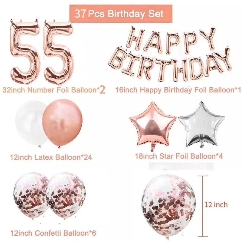55-летняя фотография Цвет: розовое золото цифры фольга латекс возбуждающие шары