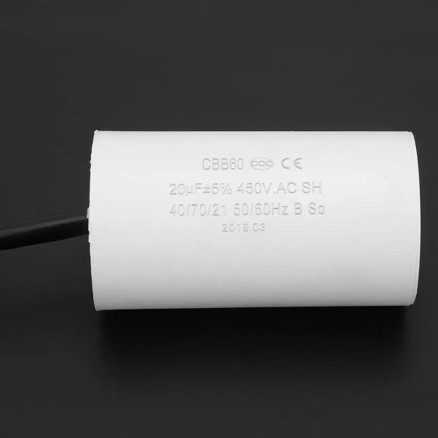 CBB60 пусковой конденсатор двигателя 450 в 20 мкФ микрофарад с проводным свинцовым