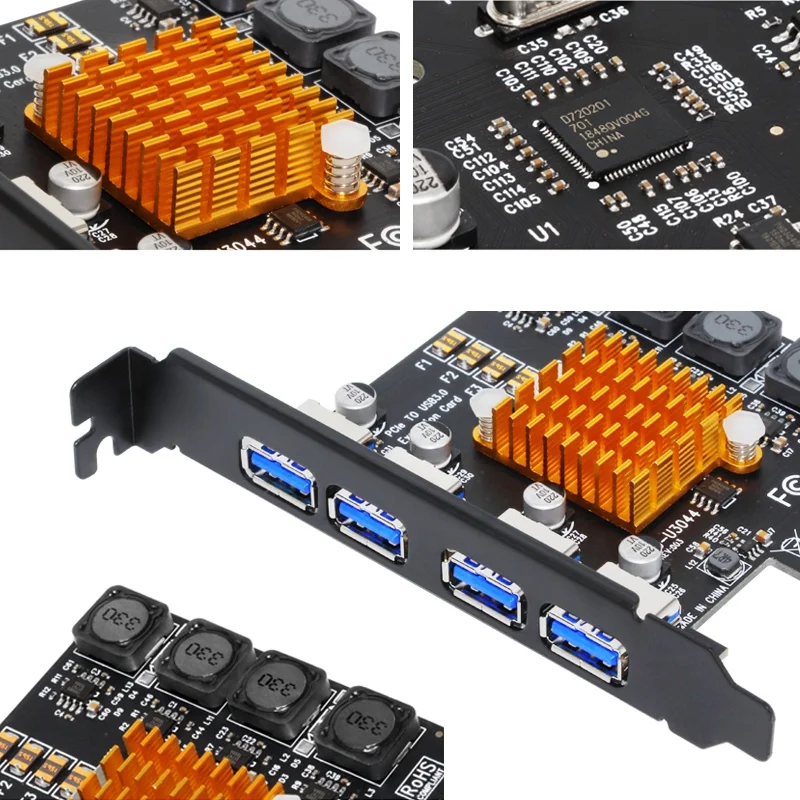 

4-Port USB 3.0 Pci Express Card USB 3.0 Pci-E Expansion Card Adapter Pcie USB 3.0 Hub Controller Card Expansion Card