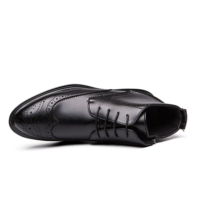 italian classical leather men boots formal elegant winter warm moccasins homme big size retro boot brogue oxford shoes for | Обувь