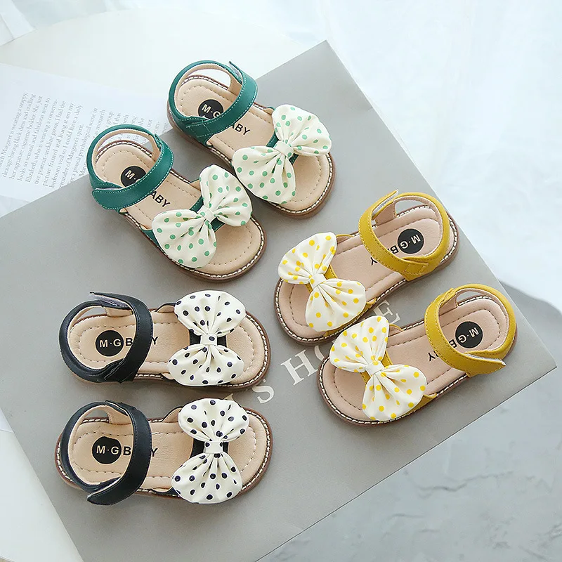 

Сандалии для маленьких девочек 2021, детские сандалии, обувь для младенцев, обувь с волнистым бантом и мягкой подошвой для принцесс, Детские п...