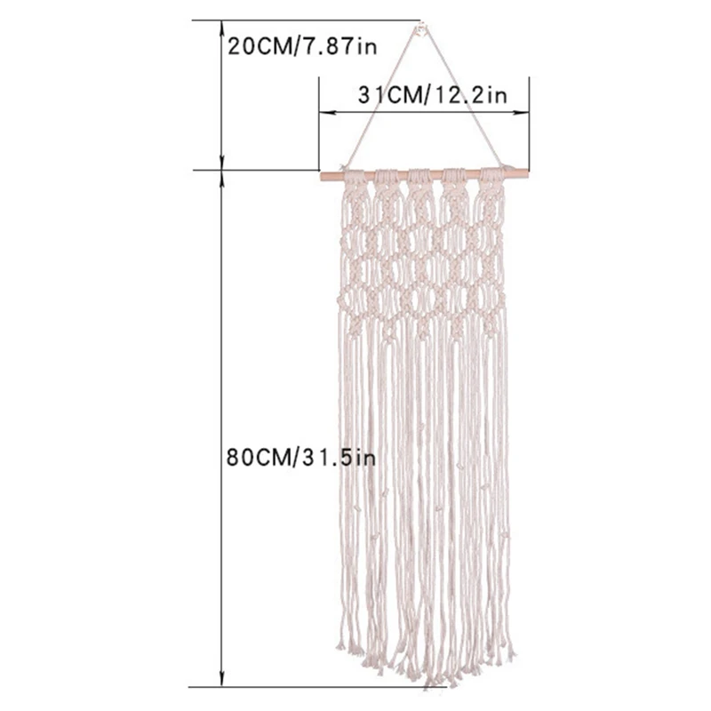 

Macrame Wall Hanging Tapestry Wall Decor Boho Chic Bohemian Woven Home Decoration 31X80cm