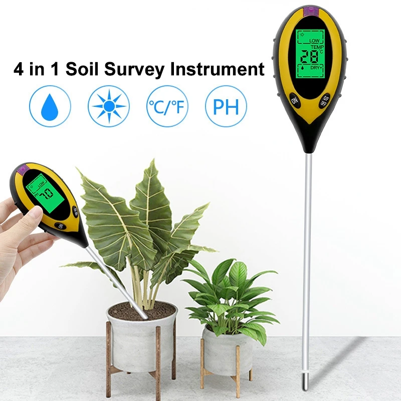 4 in 1 Soil PH Meter Tester Moisture Temperature Sunlight Intensity Measurement Analysis Test | Инструменты
