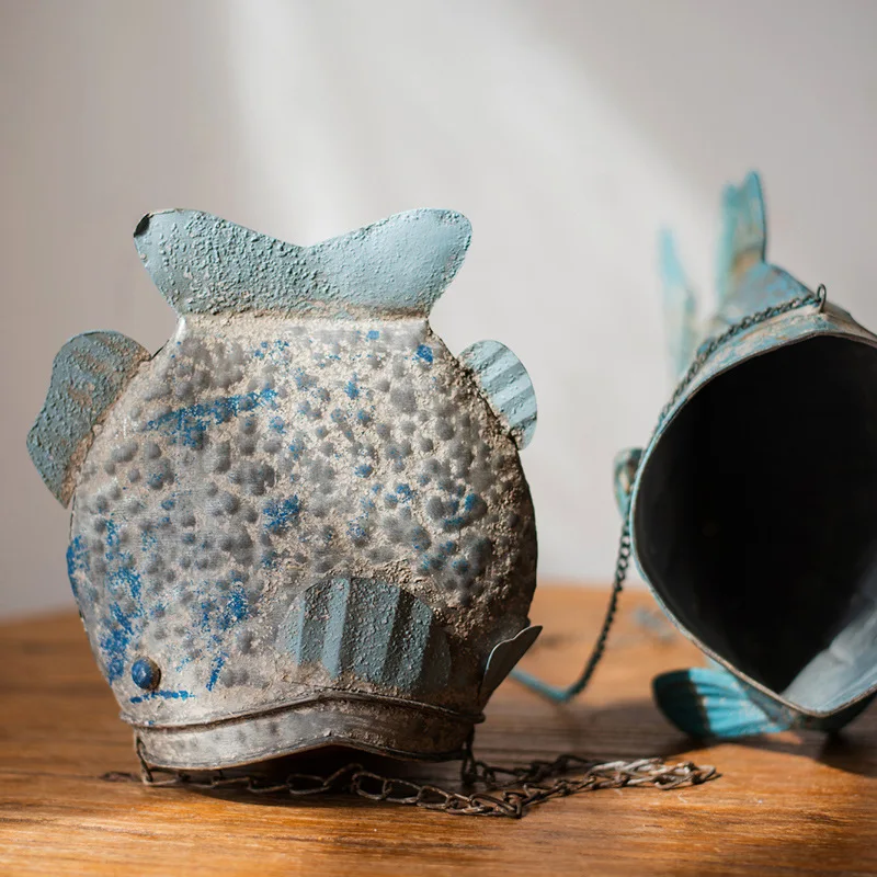 Новый дизайн рыбы садовое украшение винтажные металлические подвесные