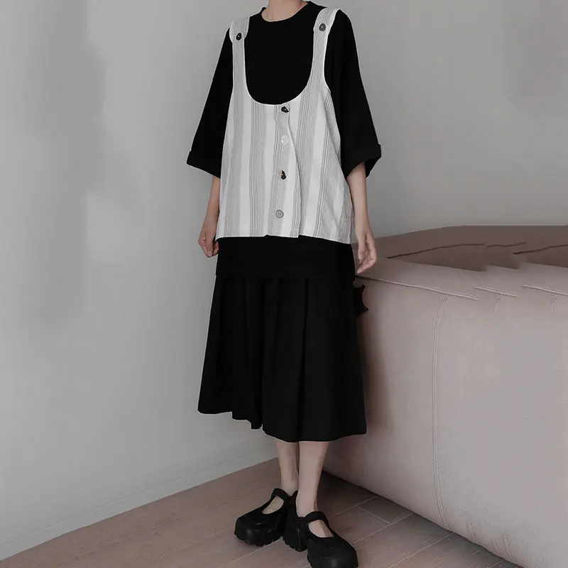 

XITAO Pleated Solid Color Wide Leg Pants Summer New Style Loose Large Size All-match Elastic Waist Solid Color Pants CLL1107