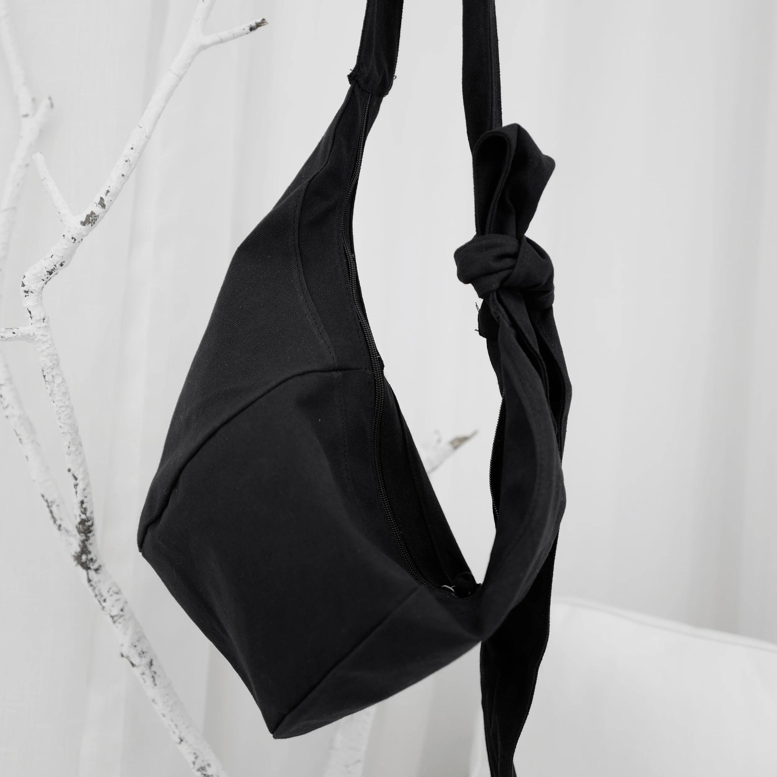 black SHENGPALAE, новинка, модная черная однотонная сумка через плечо, холщовая, на шнуровке, винтажная, повседневная, вместительная, уличная сумка для женщин, FV501 - Цвет: black
