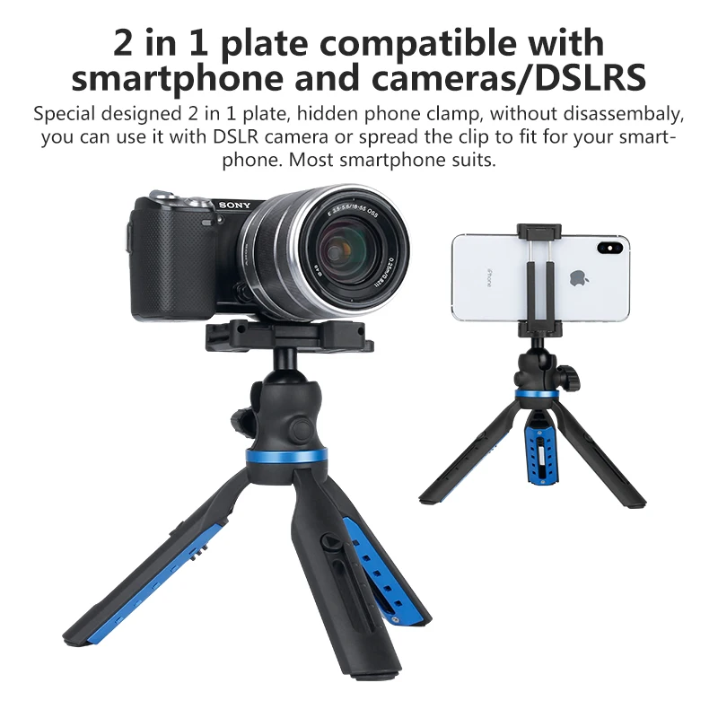 Extendable DSLR Camera Mini Tripod 2 in 1 Phone Holder Mount Tripod for iPhone Xs Max X Samsung S8 S9 S7 Canon Nikon