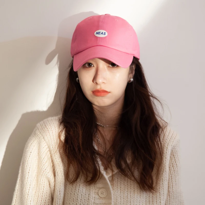 

Hat Female Chunxia Korea New Letter Round Mark Contracted Duck Cap Lovers Joker Recreational Baseball Cap Sunshade Hat
