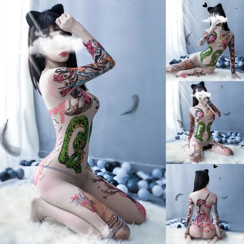 Женское Эротическое полупрозрачное боди с длинным рукавом сексуальное полным