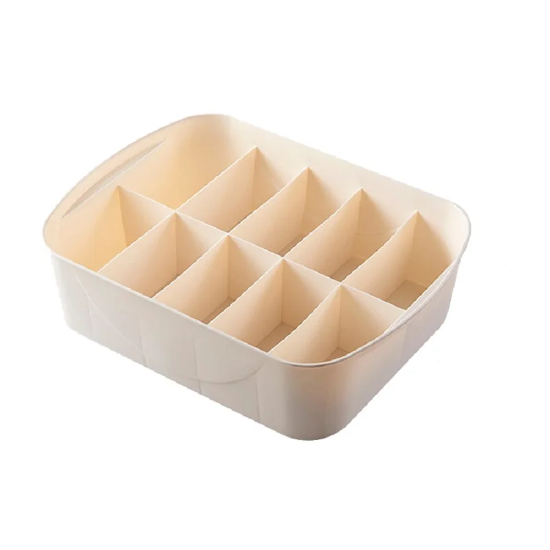 Beige 10 Cells WBBOOMING домашний пластиковый лоток для хранения с крышкой, носки, бюстгальтер, коробка для хранения лекарств, ящик для одежды, шкаф для спальни, ящик для хранения - Цвет: Beige 10 Cells