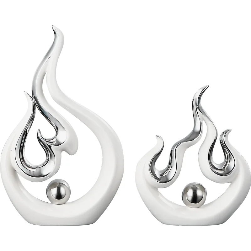 

Modern Creative White Fire Shape Ceramic Accessories Home Livingroom Desk Furnishing Decoration Coffee Table Figurines Crafts
