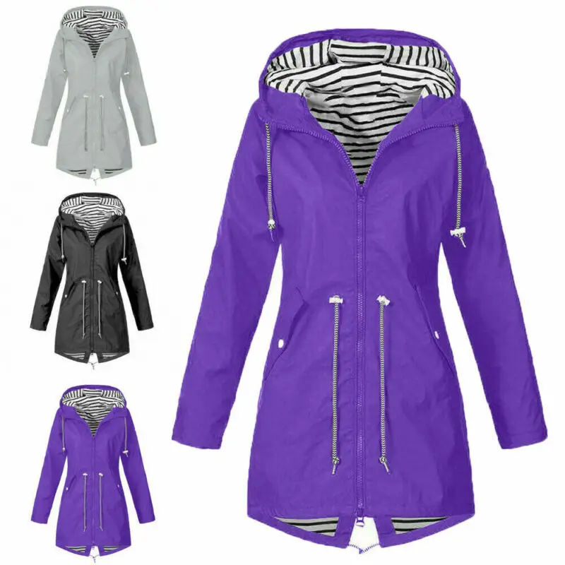 Женская Осенняя ветрозащитная водонепроницаемая куртка дождевик с капюшоном Mac