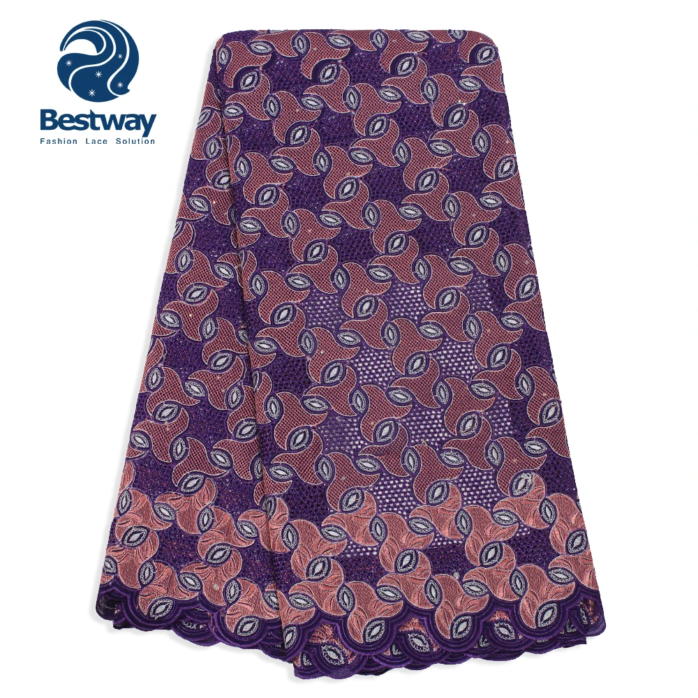 Bestway африканская швейцарская вуаль кружево ткань Стразы высокое качество