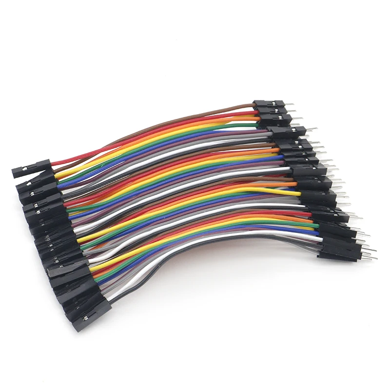 40pcs 10cm 2.54mm 1pin 1p-1p male to female jumper wire Dupont cable for arduino | Электроника