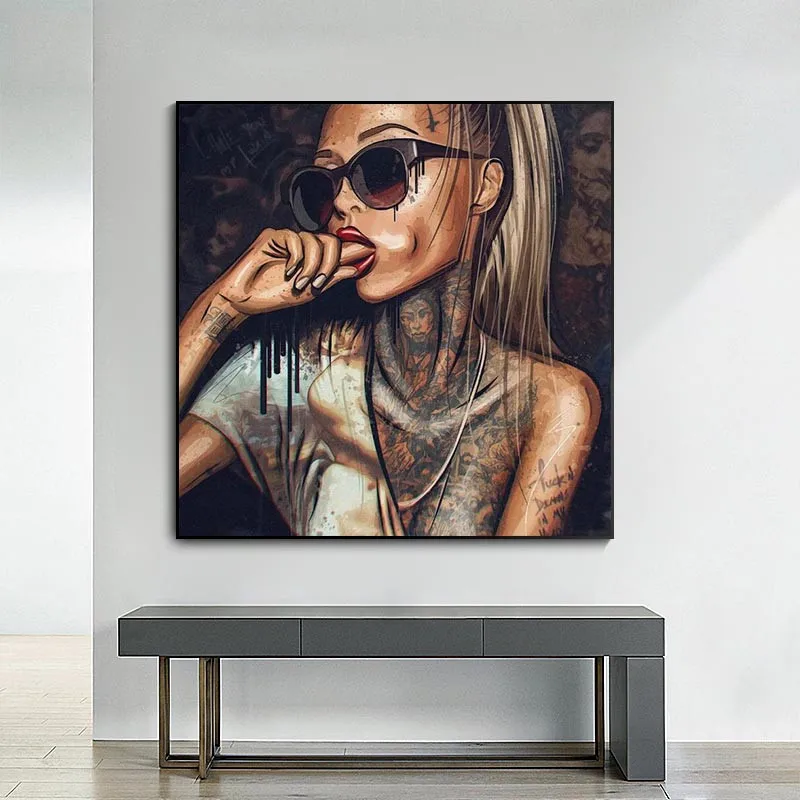 

Black Girl With Tattoo Canvas Paintings On The Wall Art Posters And Prints Abstract African Art Pictures For Living Room Cuadros