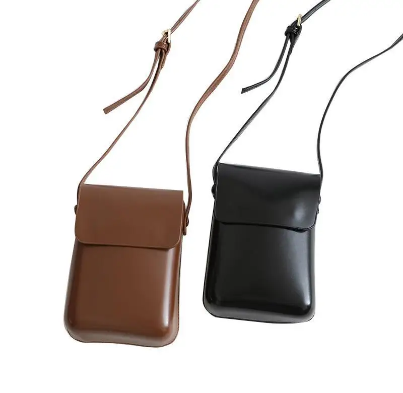 

2021 Korean Version Women's Messenger Bag Solid Color Phone bags Pu Hard Shell Vertical One-shoulder Small Square Bag