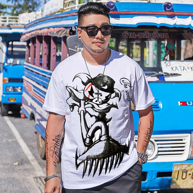

summer Plus size half Short Sleeve men's fat guys tees t shirt men 2xl - 9xl o-neck cotton o-neck short-sleeve T-shirt 160kg