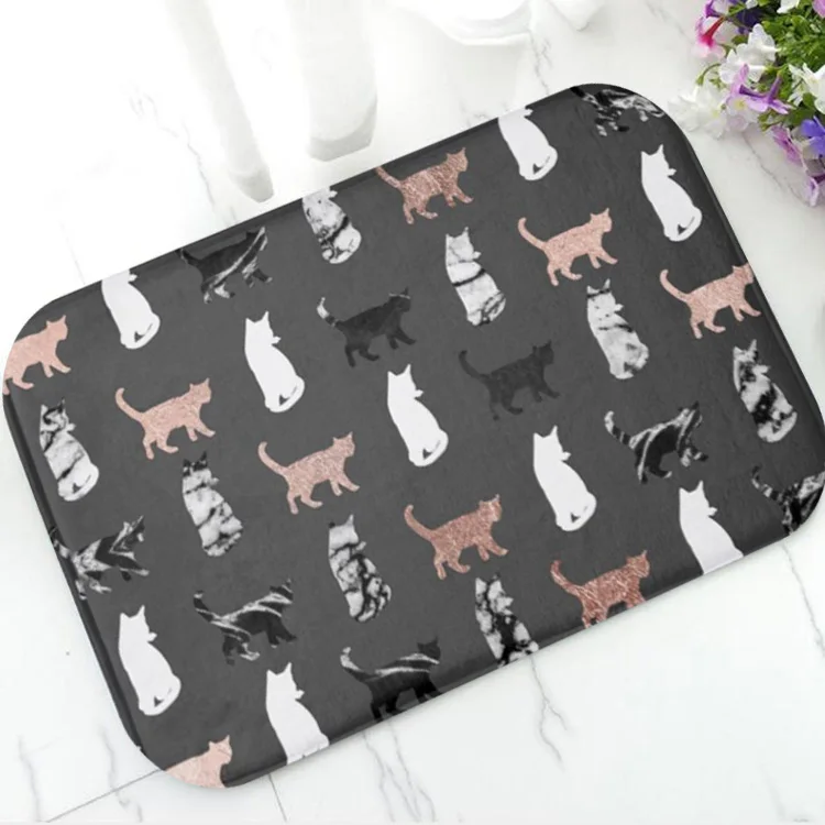 Крутой розовый золотистый черный котенок кошек кухонный коврик для ванной
