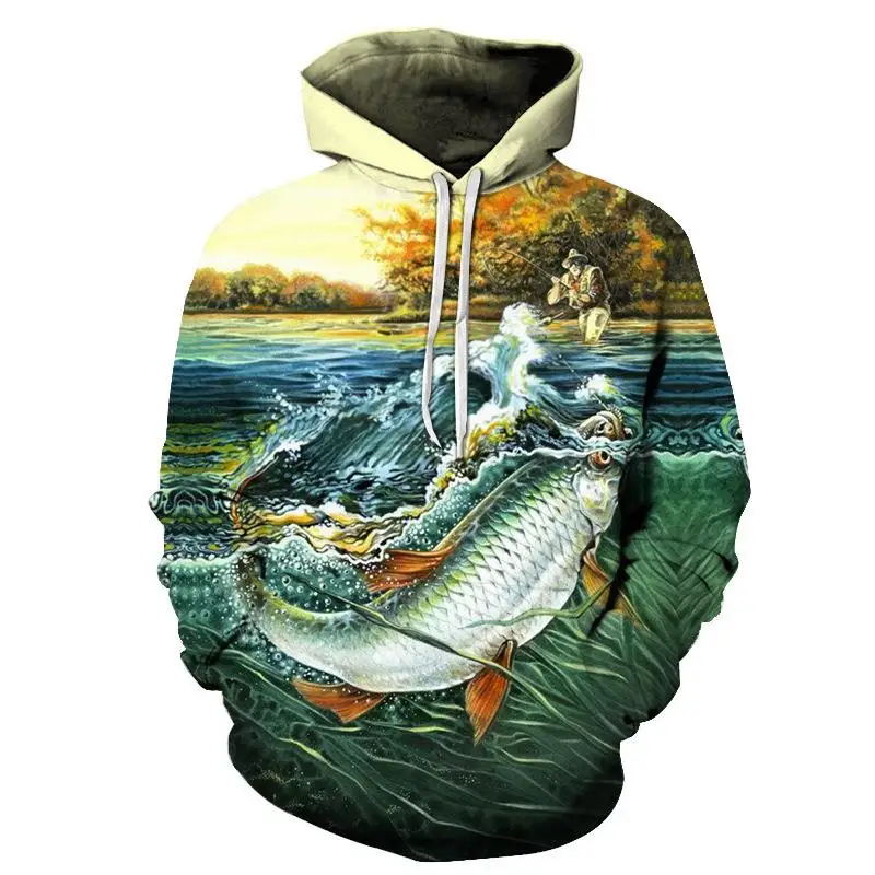 

2020 New Fish 3D Printing Casual All-match Top Streetwear Hooded Sweatshirt Hip Hop S-6XL