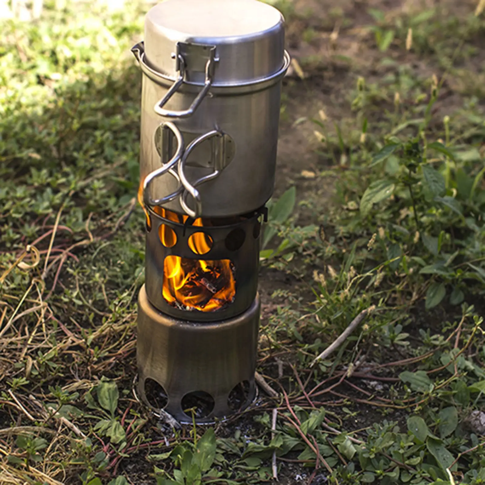 

Деревянная горелка для кемпинга, портативная горелка из нержавеющей стали, для печи для пикника на открытом воздухе