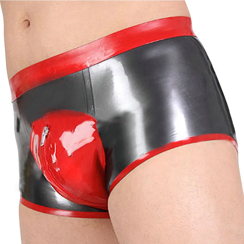 

Sexy Latex Underwear Boxer Shorts Briefs Handmade Men Short Pants with Front Zipper Cosplay Costume