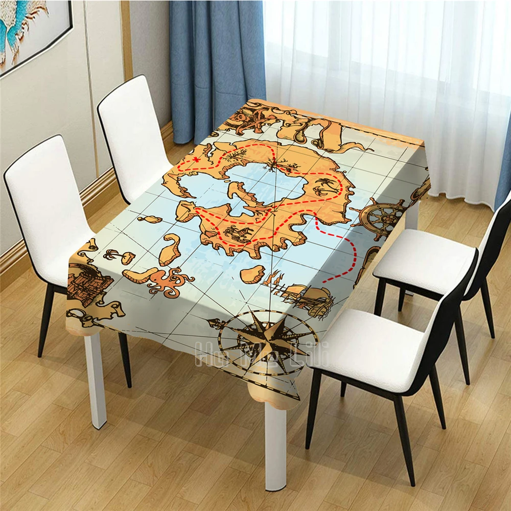 

Route Map Design Unique Rectangle Tablecloth Picnic Bbq Kitchen Dining Decor