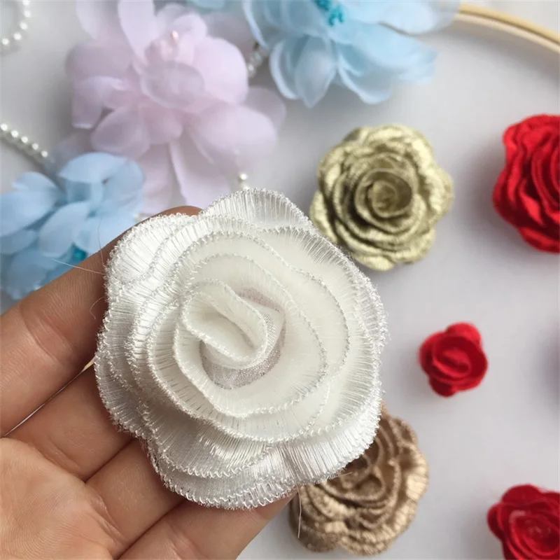 

3D Stereo Rose Flower Lace Patch Sticker Wedding Dress Headdress Shoes Bag Accessories