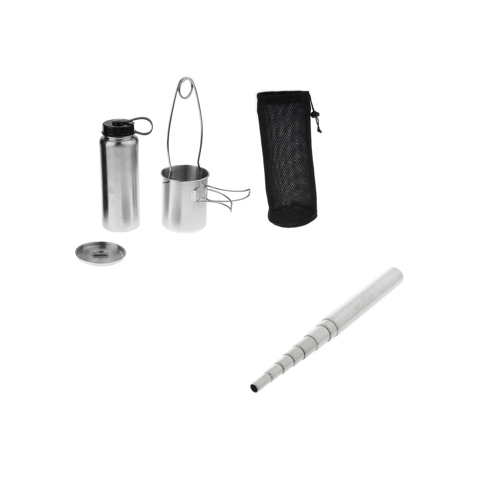 

Outdoor Telescopic Fire Blow Tube + Stainless Water Bottle Cup Pot Kettle Mouth Spreader Hanging Hook