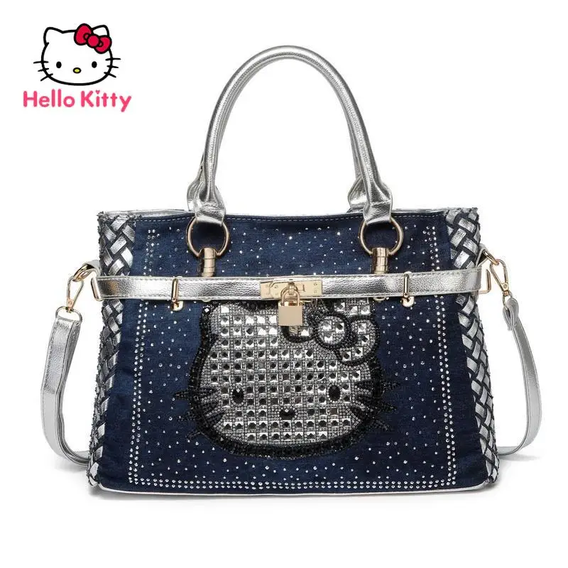 Hello Kitty Simple Cute Cartoon Hello Kitty One Shoulder Messenger Chain Bucket Bag Fashion Lady Diamond  BagSuitable for girls enlarge