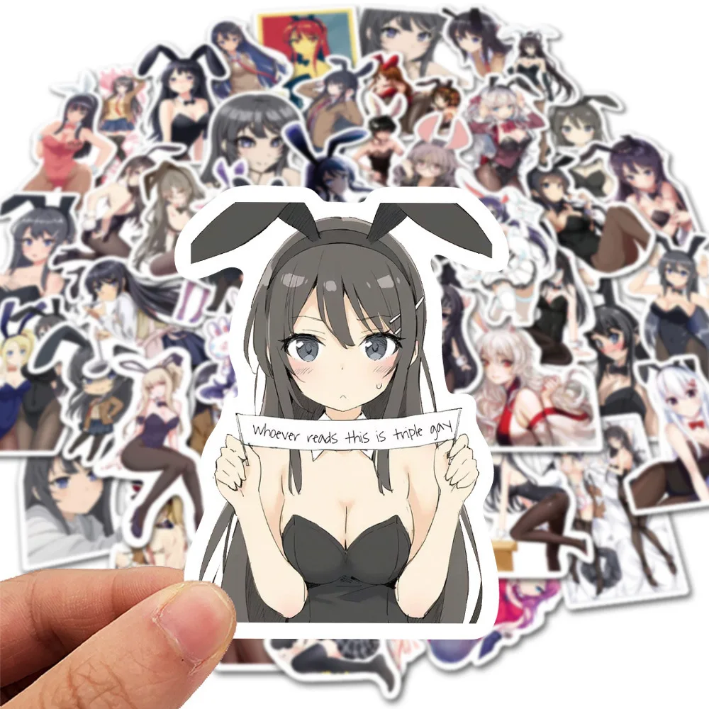 

50Pcs/Lot Sexy Bunny Girls Stickers Cartoon Anime Sticker for Laptop Car Phone Bicycle Decal Pvc Waterproof Stickers