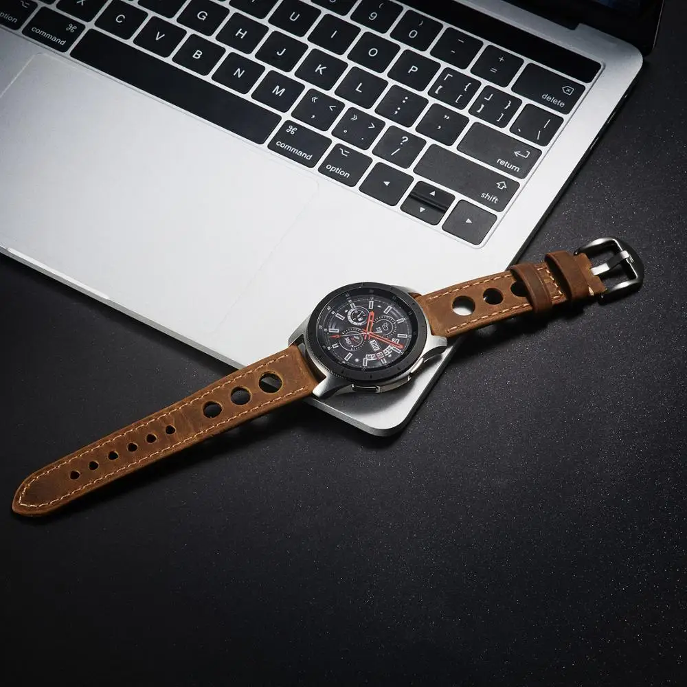 Genuine Leather Watch Strap Three holes Breathable Soft Watch Band Strap With Buckle Cowhide Watch Belt 20mm 22mm Vintage Brown