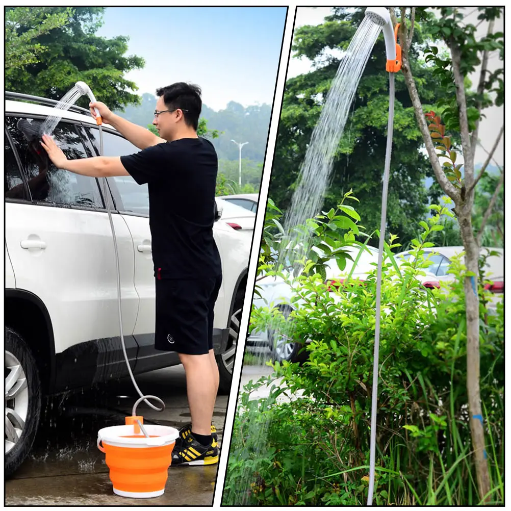 

1 Set Outdoor Shower Head Portable Electric Shower Washing Kit for Car (Orange)