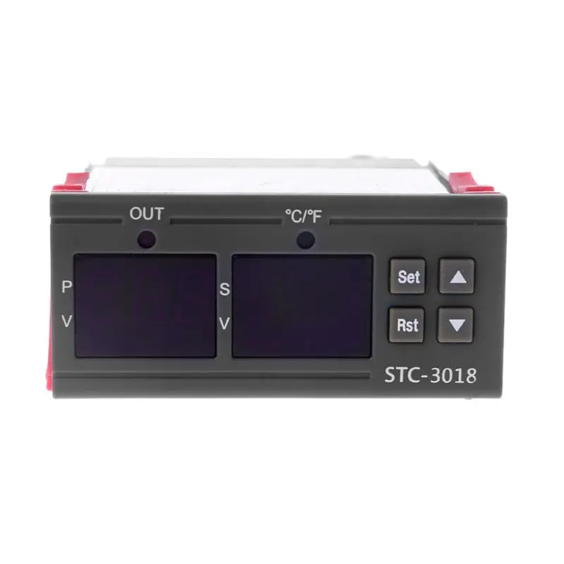 

Duble Display Temperature Controller Celsius & Fahrenheit 10A Thermostat Switch AC 110V 220V for Incubator Breeding