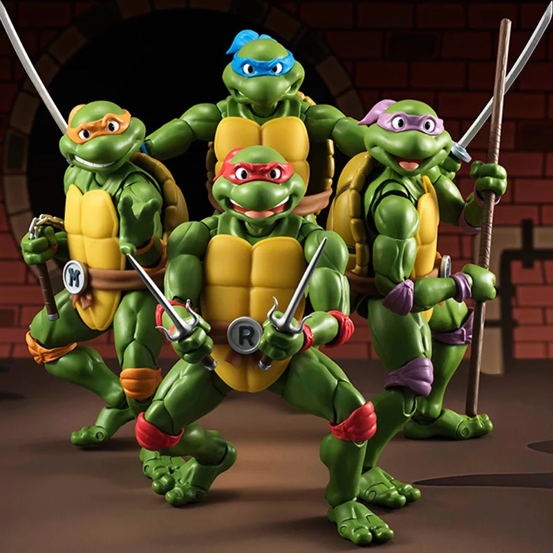 

Bandai Original SHF Teenage Mutant Ninja Turtles Rafael Michelangelo Laonardo Donatello Action Figure Kids Toy Gift