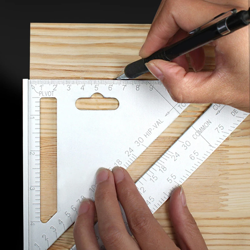 

Triangle Angle Protractor Aluminum Alloy Speed Square Measuring Ruler Miter For Framing Building Carpenter Measuring Tools