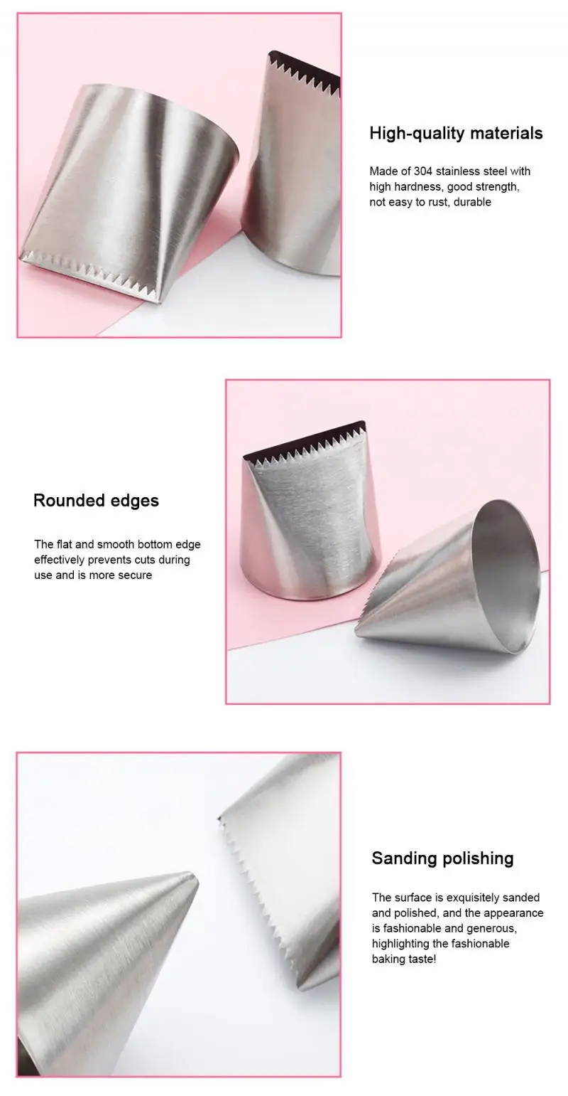 Oversized Bakery DIY Cake Making Cream Stainless Steel Decorating Mouth Lcing Piping Nozzles Pastry Baking Tool |