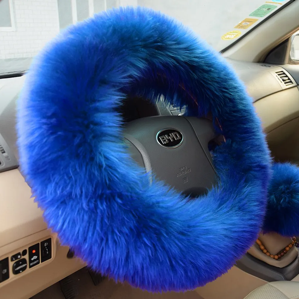 Wool Steering Wheel Cover 38cm Universal Winter Warm Long Plush Car Styling For Audi A3/A4/A5/A6/A8/Q3/Q5/Q7 Honda Toyota BMW images - 6