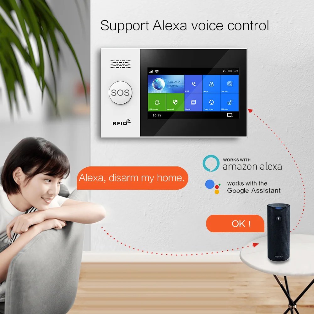 Система сигнализации HIVA для дома Wi-Fi Gsm с пассивным ИК датчиком движения работает