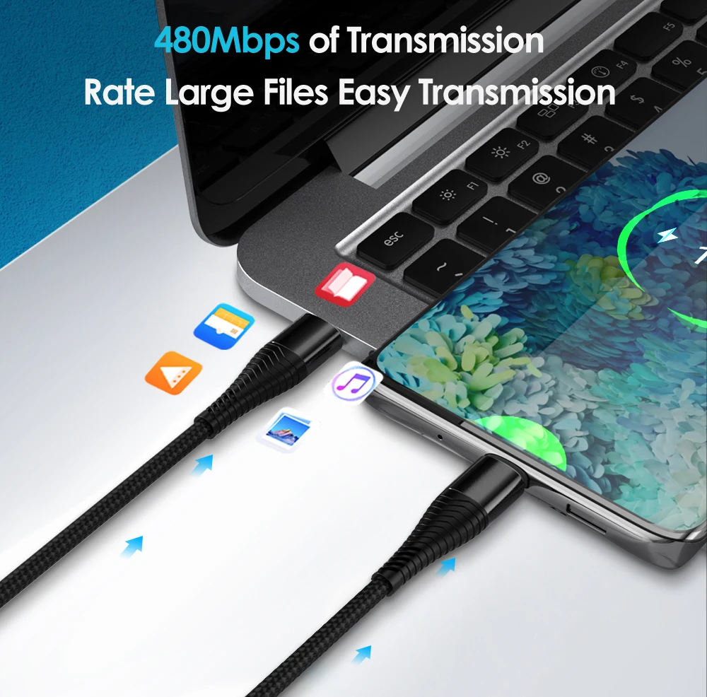 YKZ 60 Вт Кабель-Переходник USB C на кабель с разъемом Type-C USBC Быстродействующее