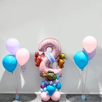 41pcslot ocean theme 40inch pink number balloons under sea horse crab air balloon fish 1st birthday party baby shower decor kid