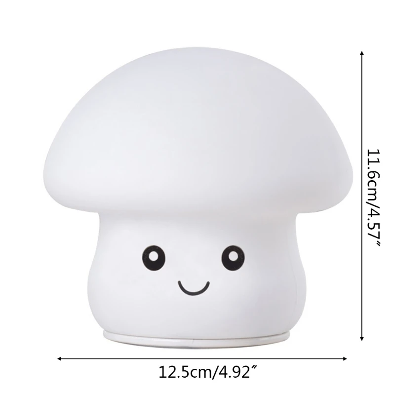 

Cute Mushroom Silicone LED Night Light Touch Sensor 7 Color Changing Nursery Lamp for Kids Baby Bedroom Desktop Decoration