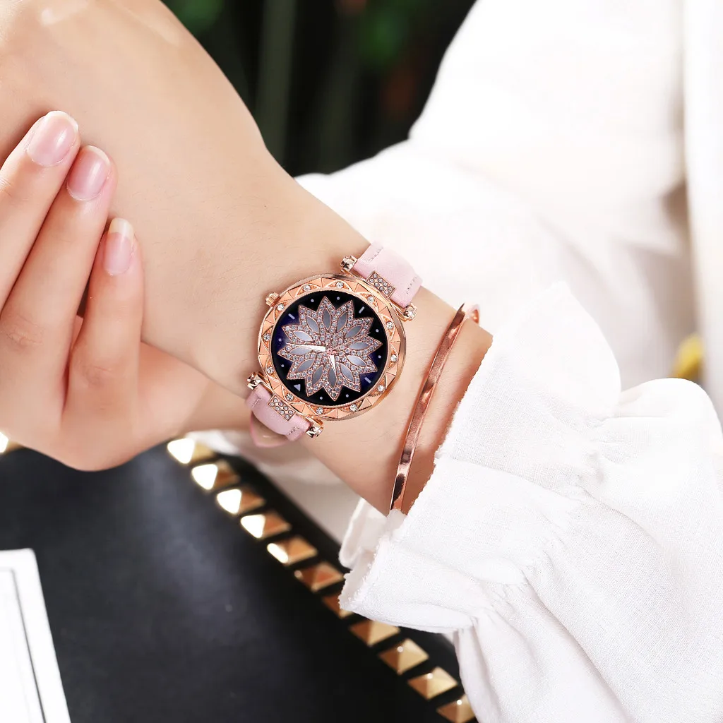 Часы Vansvar женские с ремешком шипами повседневные модные кристаллами|Женские