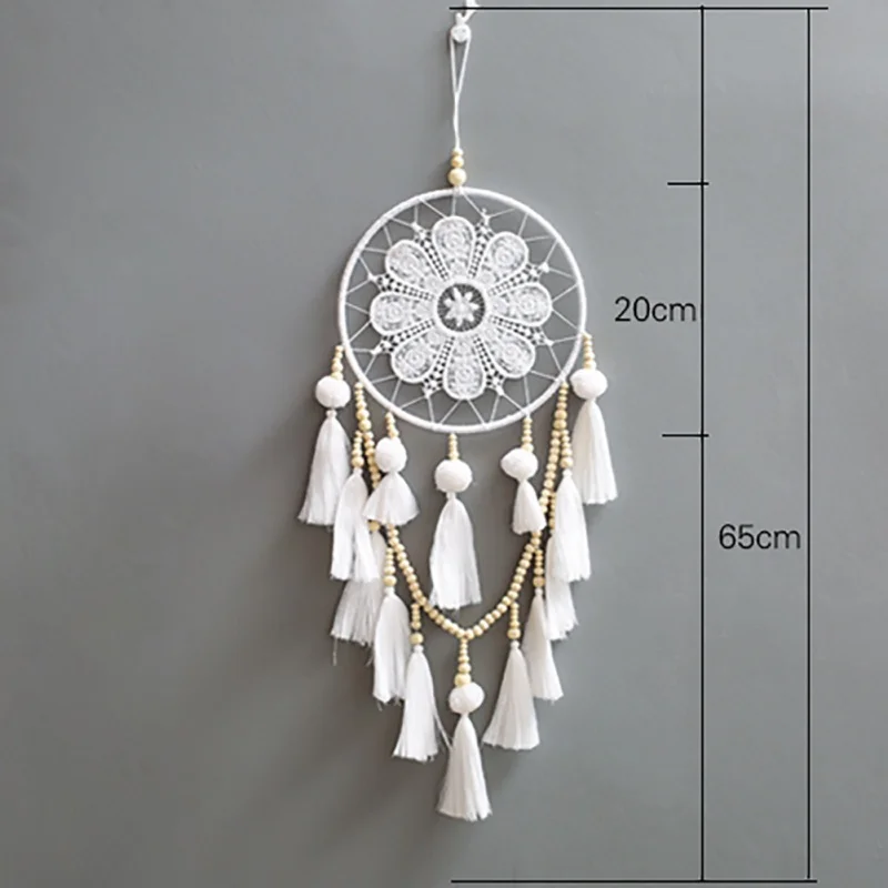 

1Pcs Handmade Dream Net Indian Style Woven Wall Hanging Decoration Dream Catcher White Wedding Party Hanging Decoration