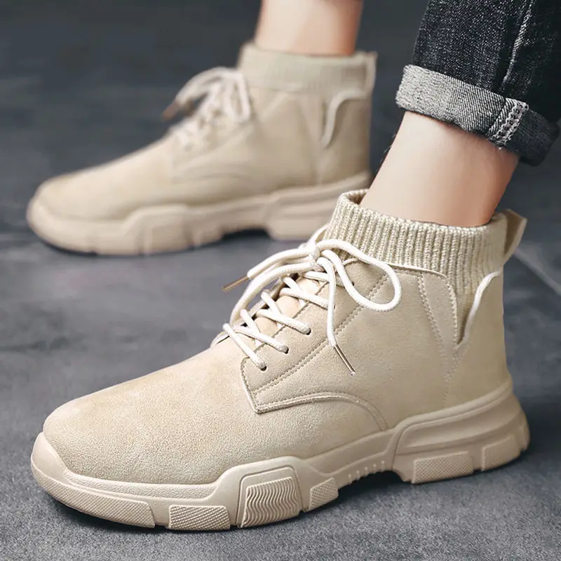 

Men's British Style Boots High-top Chelsea Ankle Boots Casual Tooling Shoes Trend Korean Winter Casual Cotton Boots New