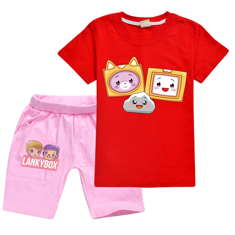 Toddler 3D Print Girl Clothes Lankybox Cotton Kids Clothing Wholesale Child Tshirt Pants Suit Designer Clothes Boy Outfit