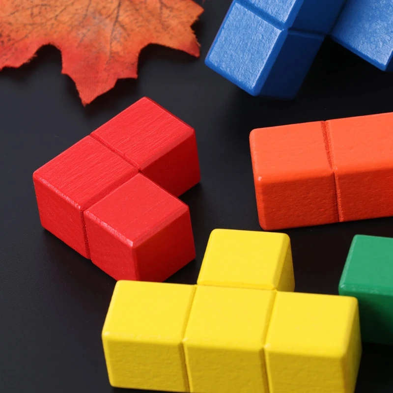 

C5AA Cube Multi-color 3D Wooden Puzzle Educational Brain Teaser Game