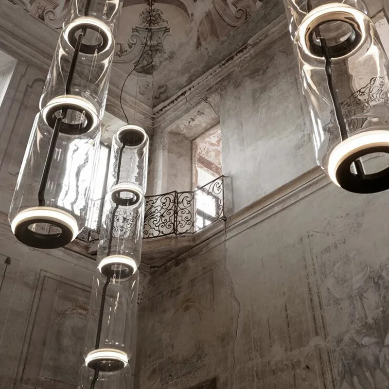 

Creative Flos Noctambule Lamp Warm White LED Clear Glass Pendant Light Nordic Vertical Transparent Hang Lamp Lampara Luminaire