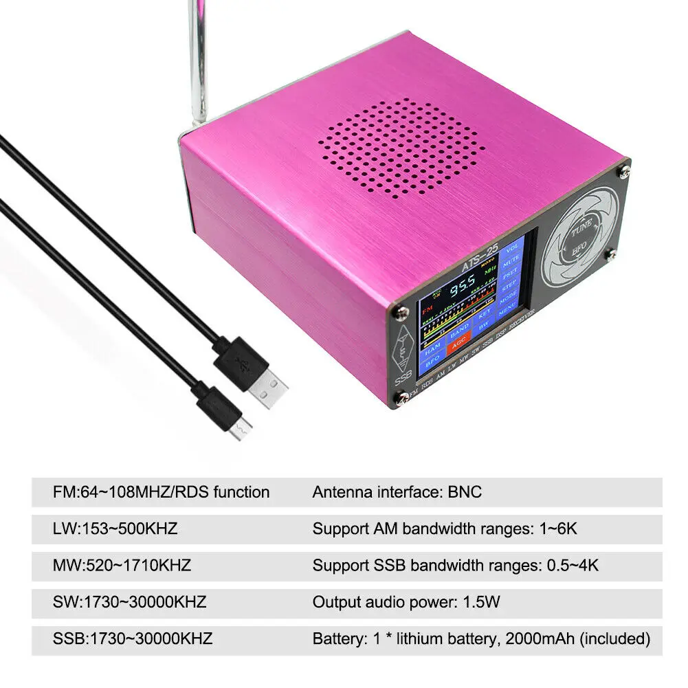 Универсальный радиоприемник Si4732 из алюминиевого сплава FM LW(MW SW) SSB 2 4 дюйма