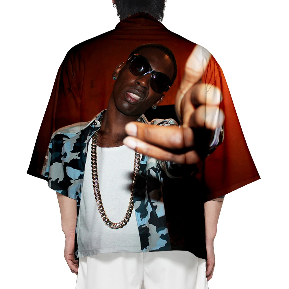 

Rapper YoungDoplh Kimono Men's T-shirt Cardigan Top Summer Casual Shirt Men Oversize P.R.E Young Doplh Cut it Clothes
