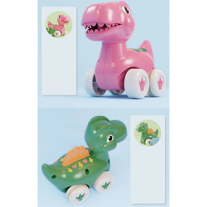 

2021 BPA Free Montessori Educational Baby Car Mini Cartoon Car Plastic Friction Car Pull Back Vehicle Inertia Car Dinosaur To